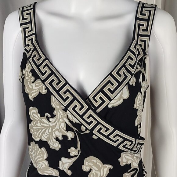 APT. 9 Floral Paisley, Black Tan Grecian Women's Belted Maxi Dress Size Small - Picture 2 of 11